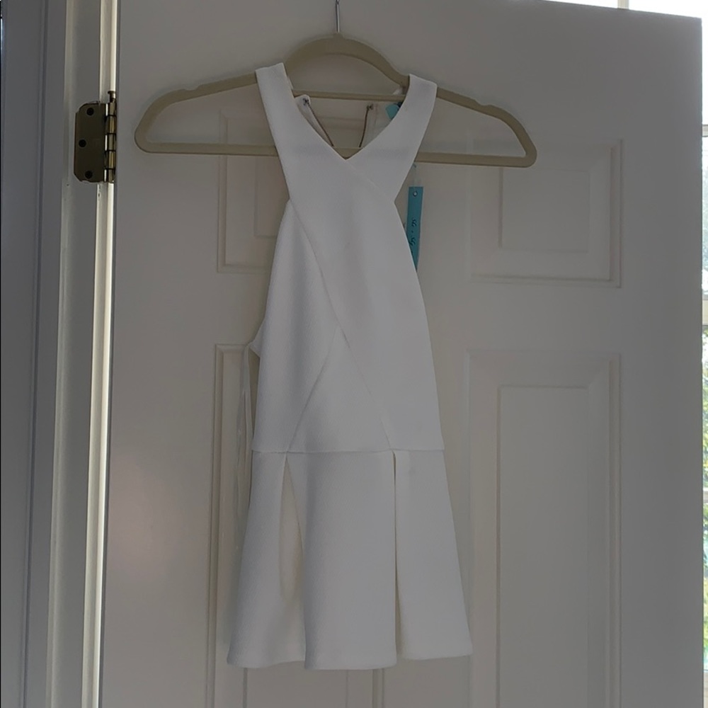 simple white high neck top